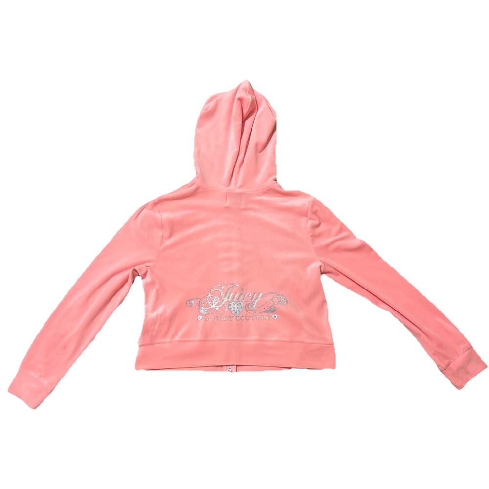 Y2K Juicy Couture Pink Glitter Bling Zip Hoodie Teen L